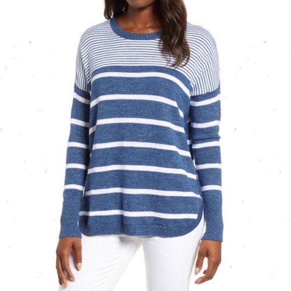 Vineyard Vines Stripe 100% Cotton Sweater Blue Size Large - Picture 1 of 9